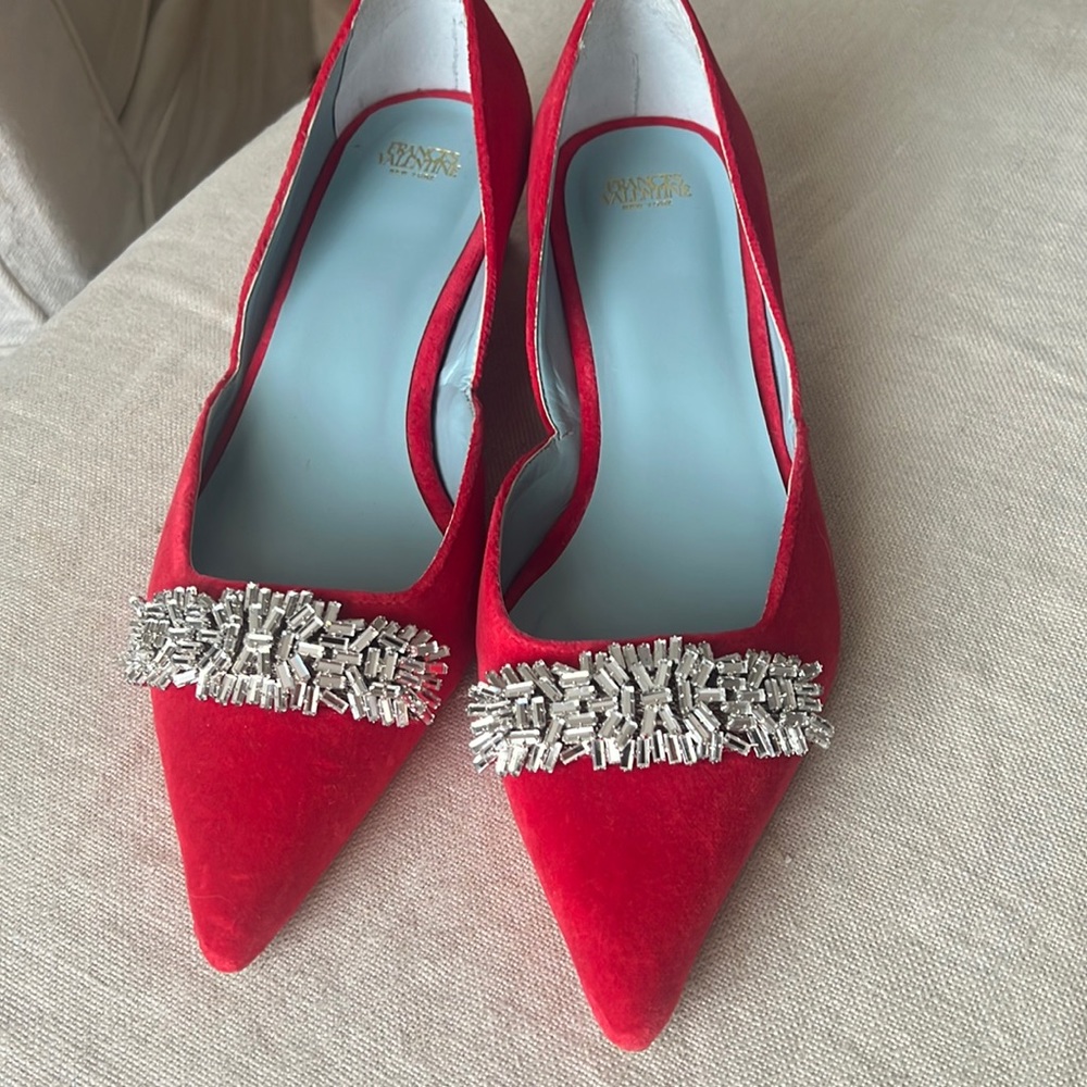 Never worn Frances Valentine kitten heels, suede, 9.5